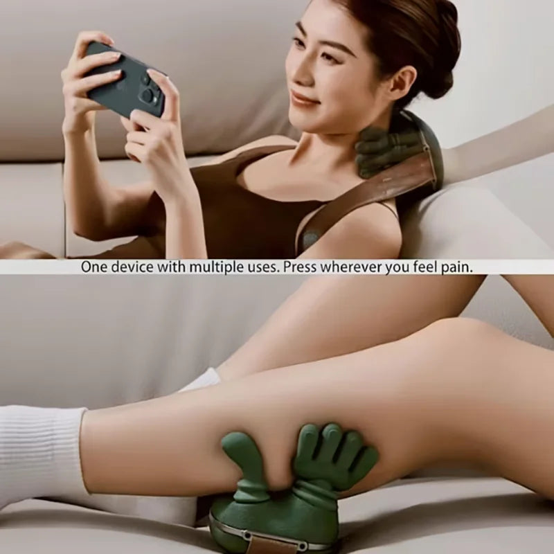 Wireless Bionic Heated Neck And Shoulder Massager With Finger Massage