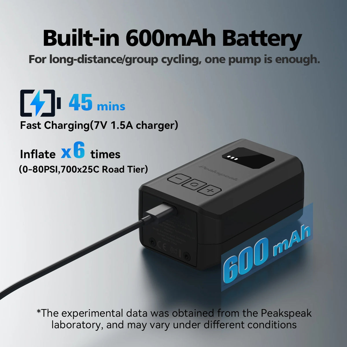 Peakspeak Cordless Electric Bike Tire Pump With LED Display