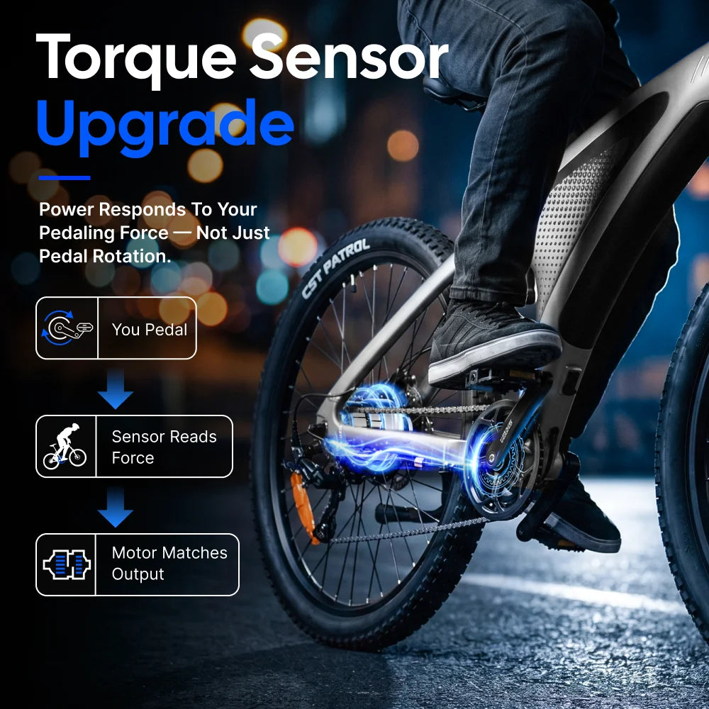 HUANCI Q5 Electric Mountain Bike With Torque Sensor Hydraulic Brakes