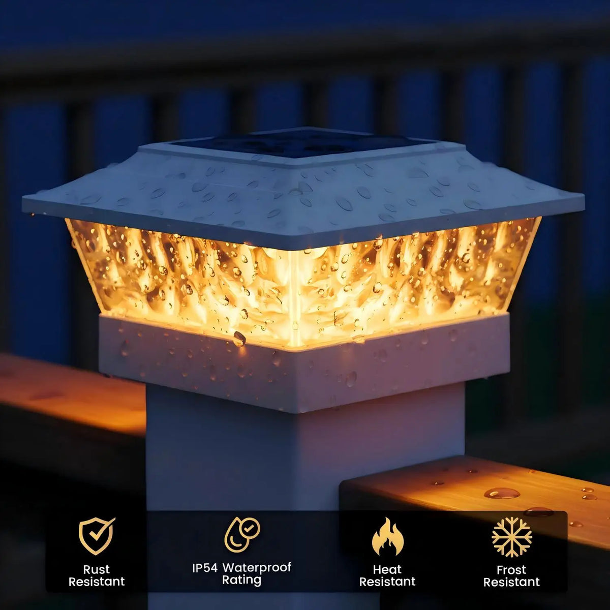 Solar Powered LED Post Cap Lights With Dual Lighting Modes