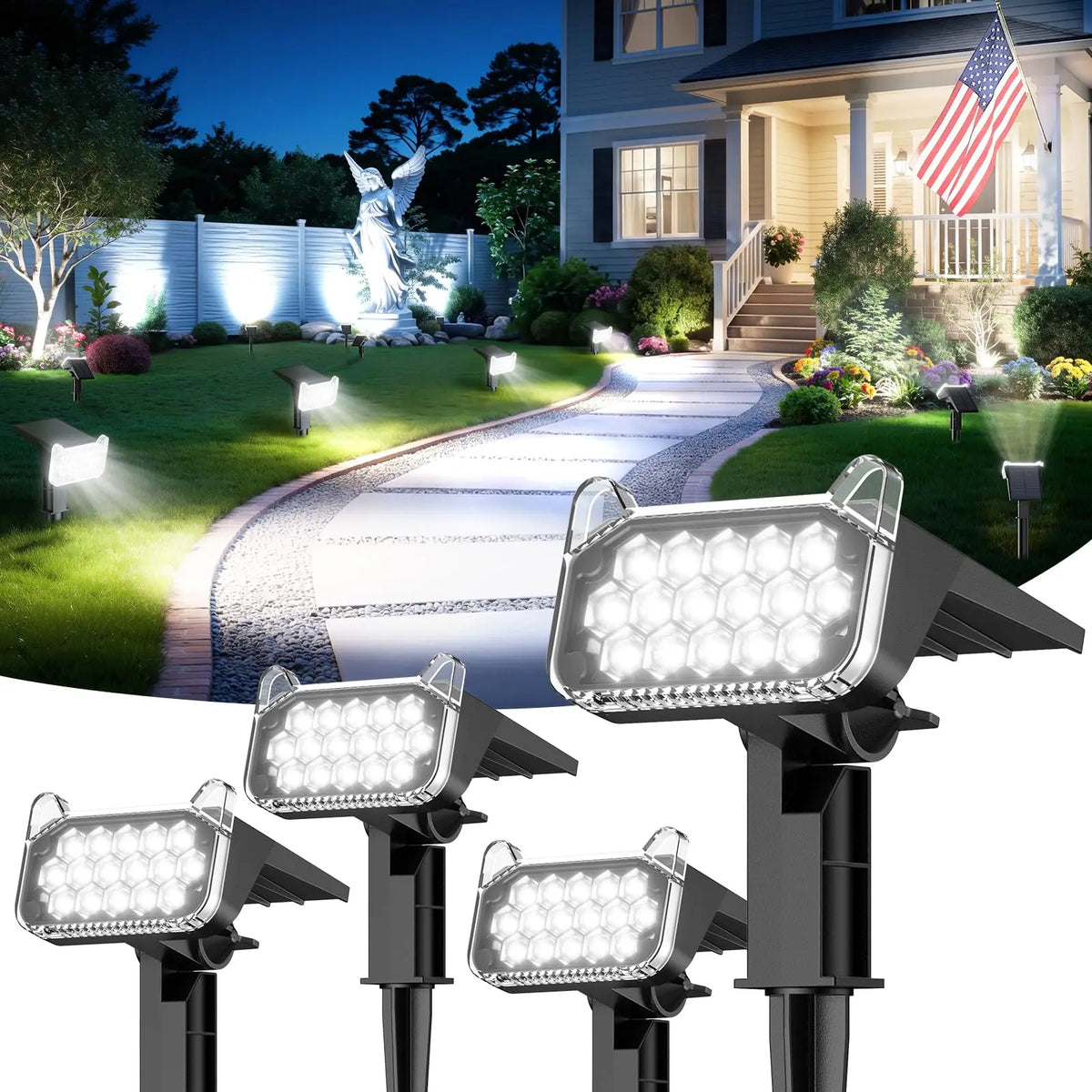 KPSTEK Solar Outdoor Spotlights Waterproof LED Landscape Lights