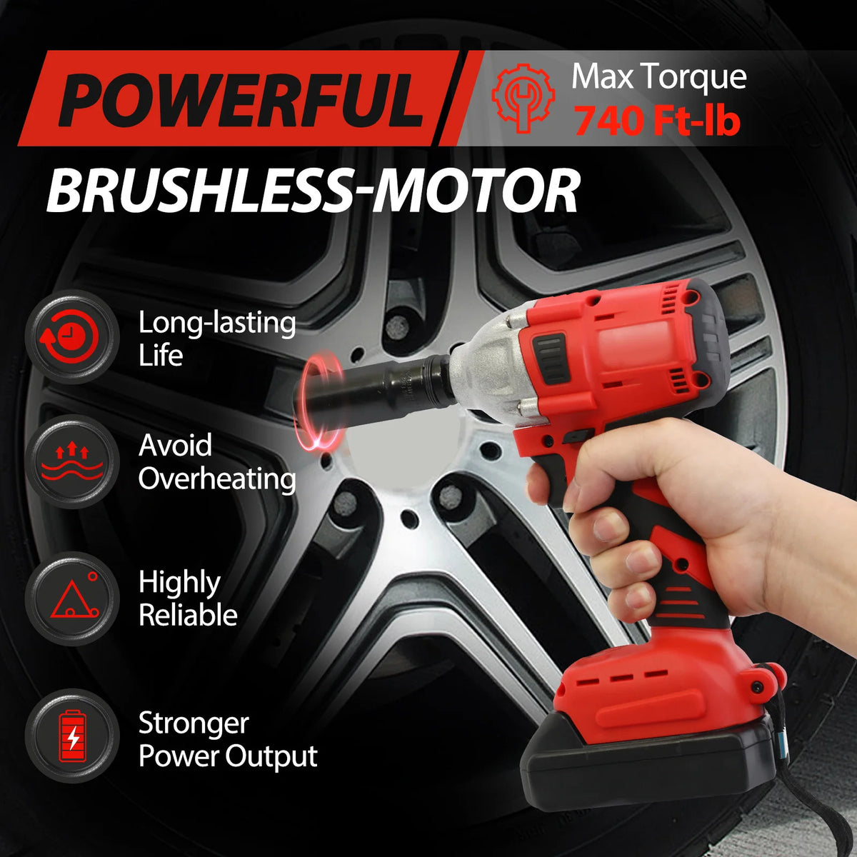 Brushless Cordless Impact Wrench for Automotive and Home DIY Repairs