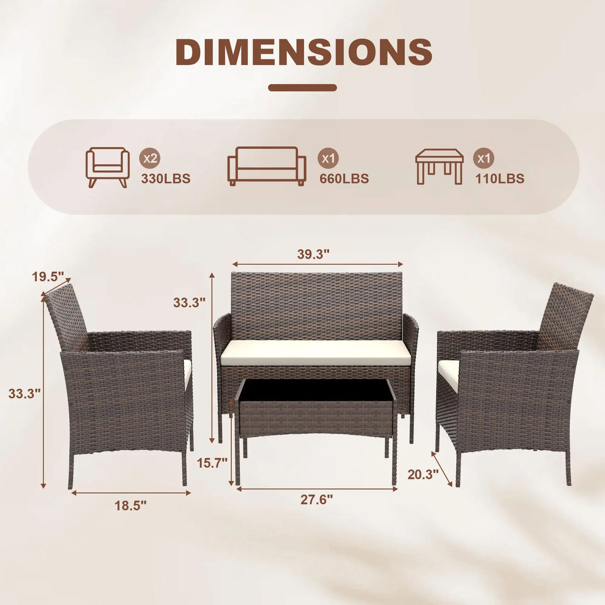 HiMISS Outdoor Rattan Patio Furniture Set With Cushions