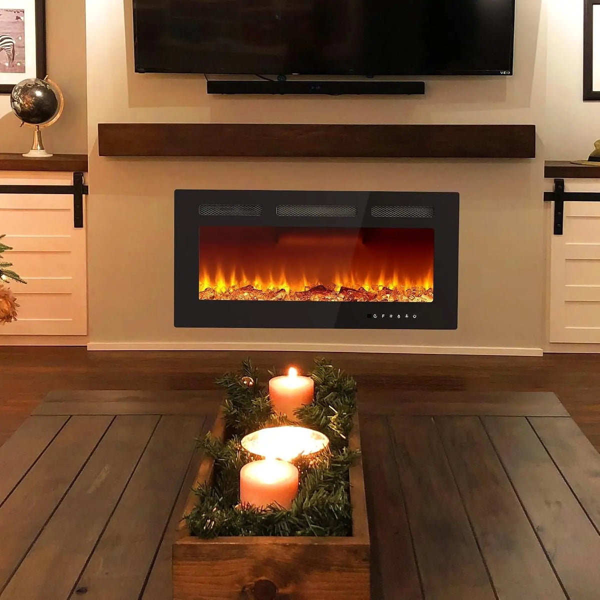 Tacleekii Wall Mounted Electric Fireplace With Remote Control