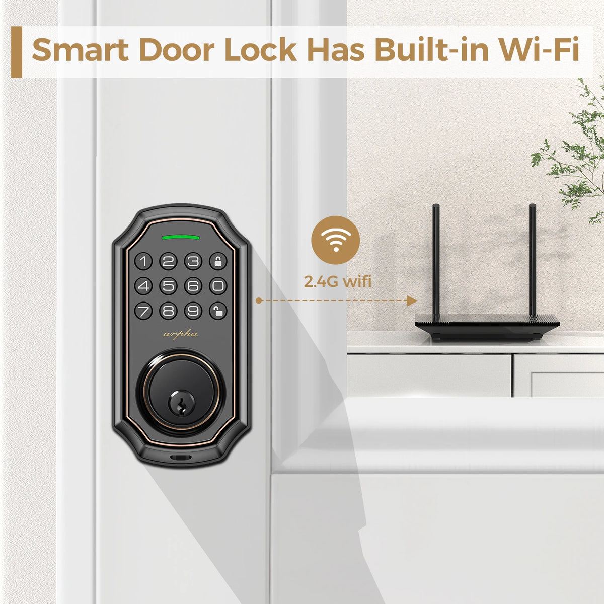 Smart WiFi Keyless Entry Electronic Deadbolt With Auto Lock Function