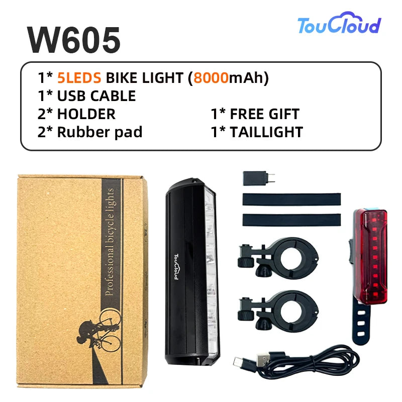 TouCloud Waterproof Front Bicycle Light With Power Bank