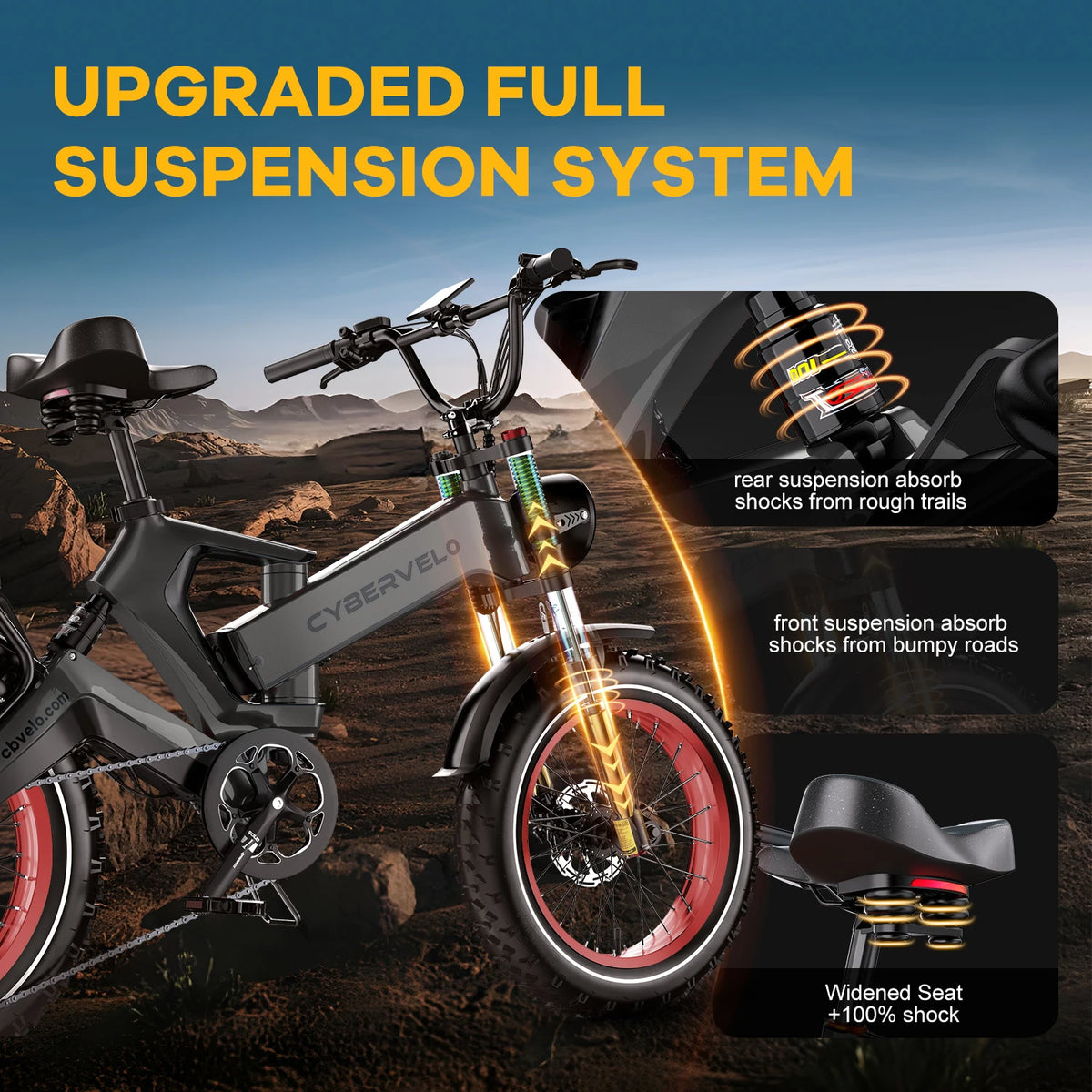 Cybervelo 2000W Foldable Fat Tire Ebike Built For Long Range Adventures