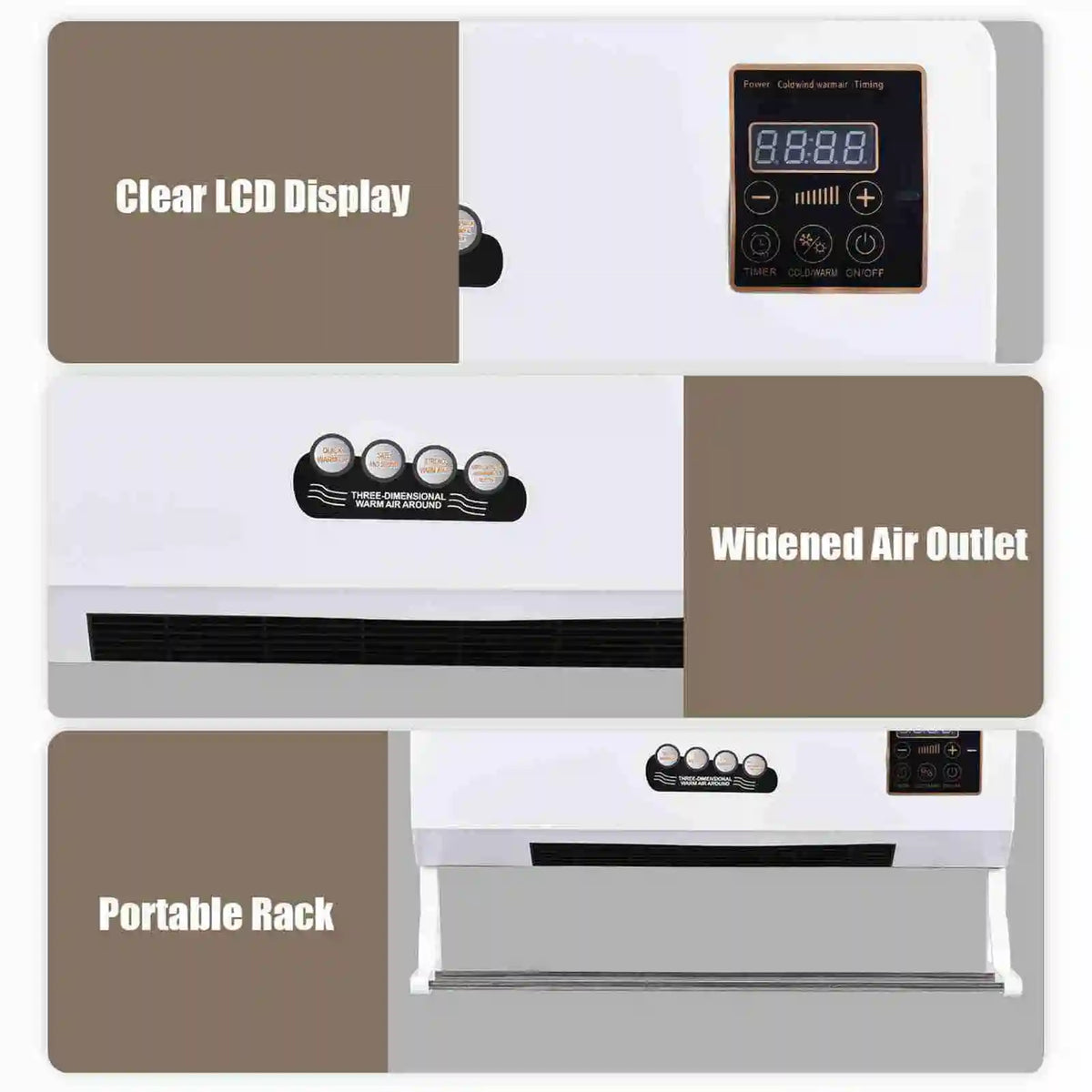 Wall Mounted Space Heater With Digital Display And Timer