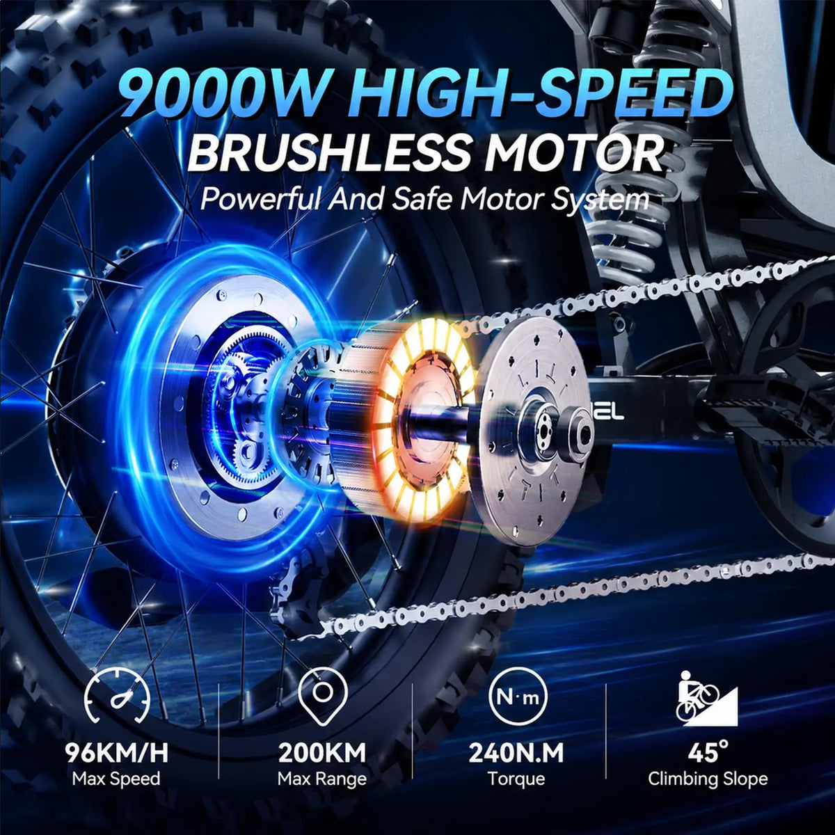 SLDBK 9000W Off Road Electric Motorcycle 72V 40Ah Battery