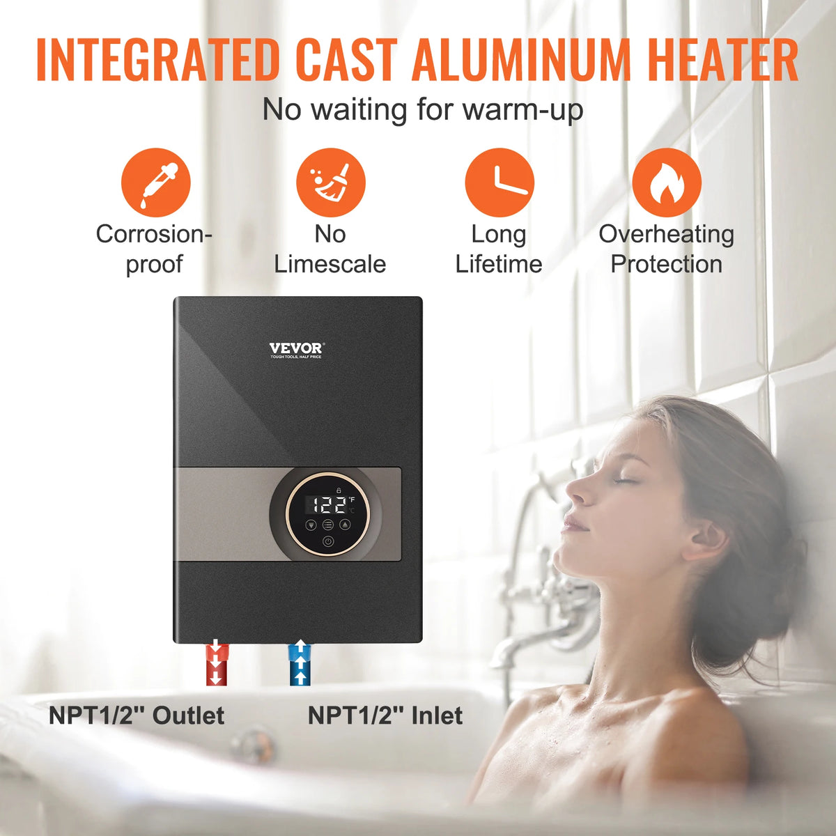 SucceBuy Instant Electric Water Heater With Digital Temperature Display