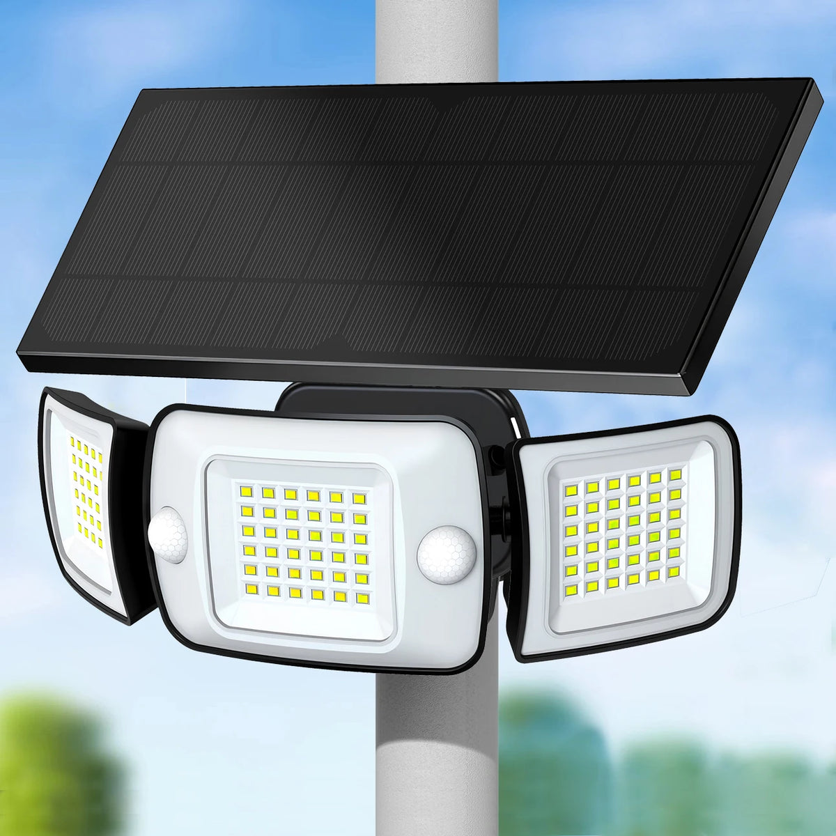 Intelamp Outdoor Solar Security Flood Light With Motion Sensors