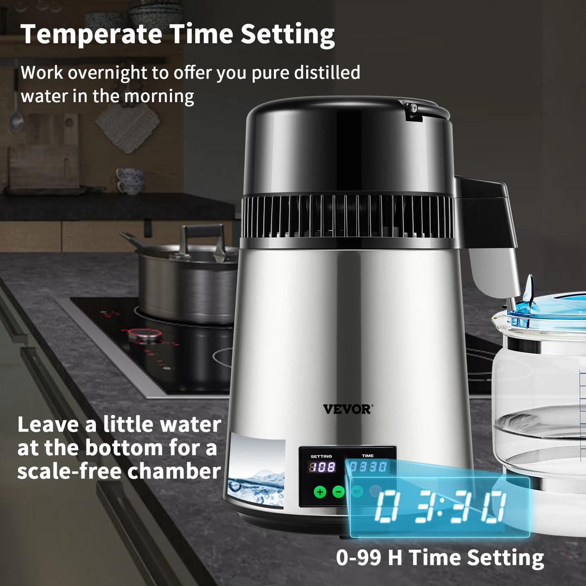 SucceBuy Stainless Steel Water Distiller For Pure Home Drinking Water