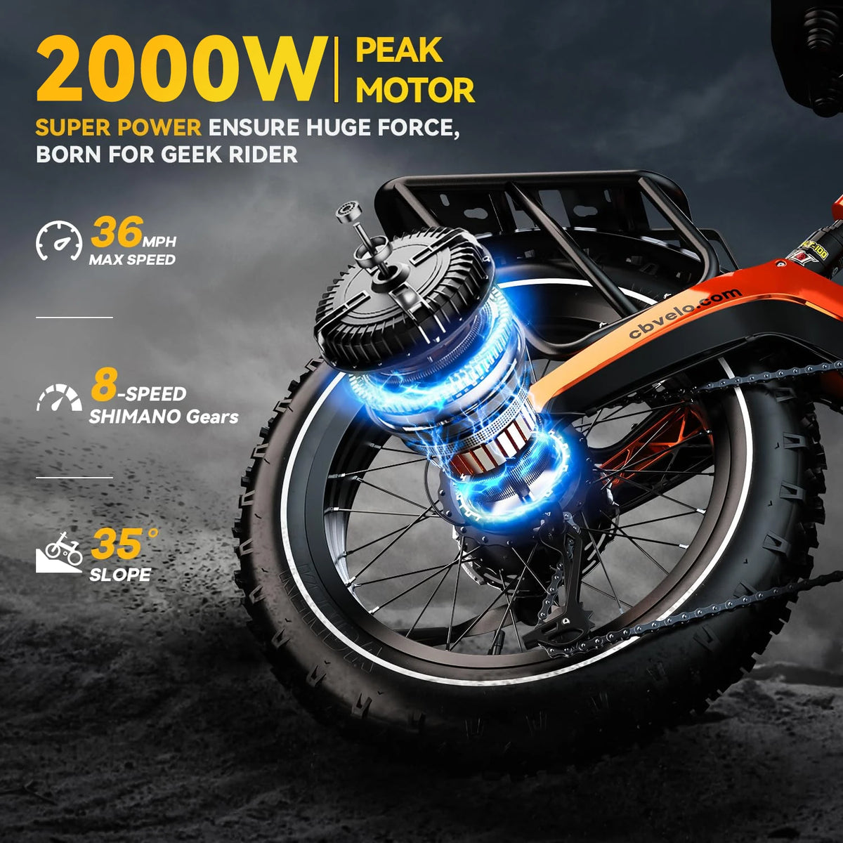 Cybervelo 2000W Foldable Fat Tire Ebike Built For Long Range Adventures