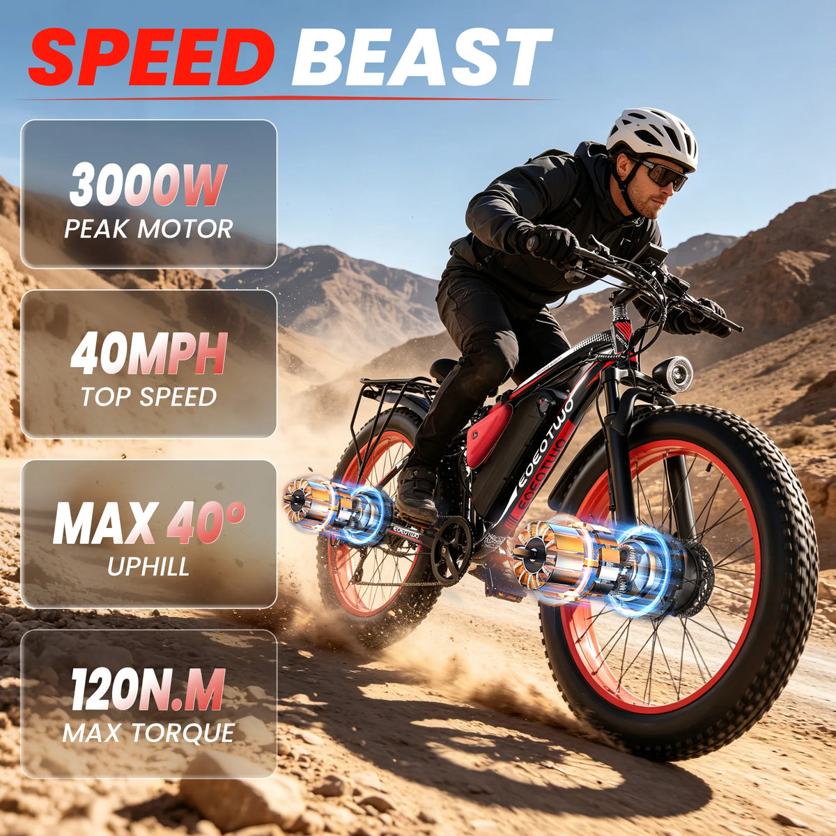 Eoeotwo Electric Fat Tire Bike 48V High Speed Mountain Ebike