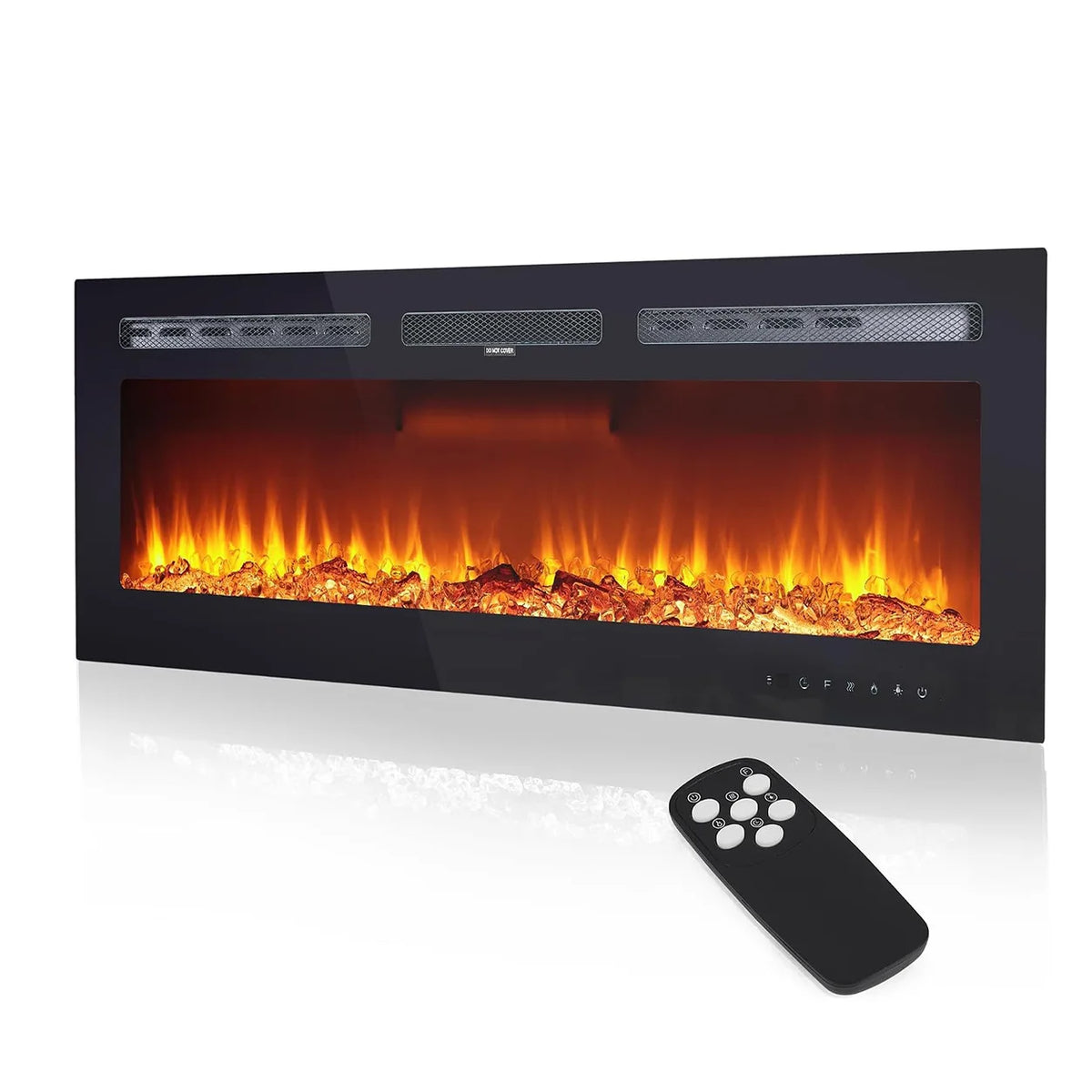 Wall Mounted Electric Fireplace Heater With Remote And Adjustable Flames