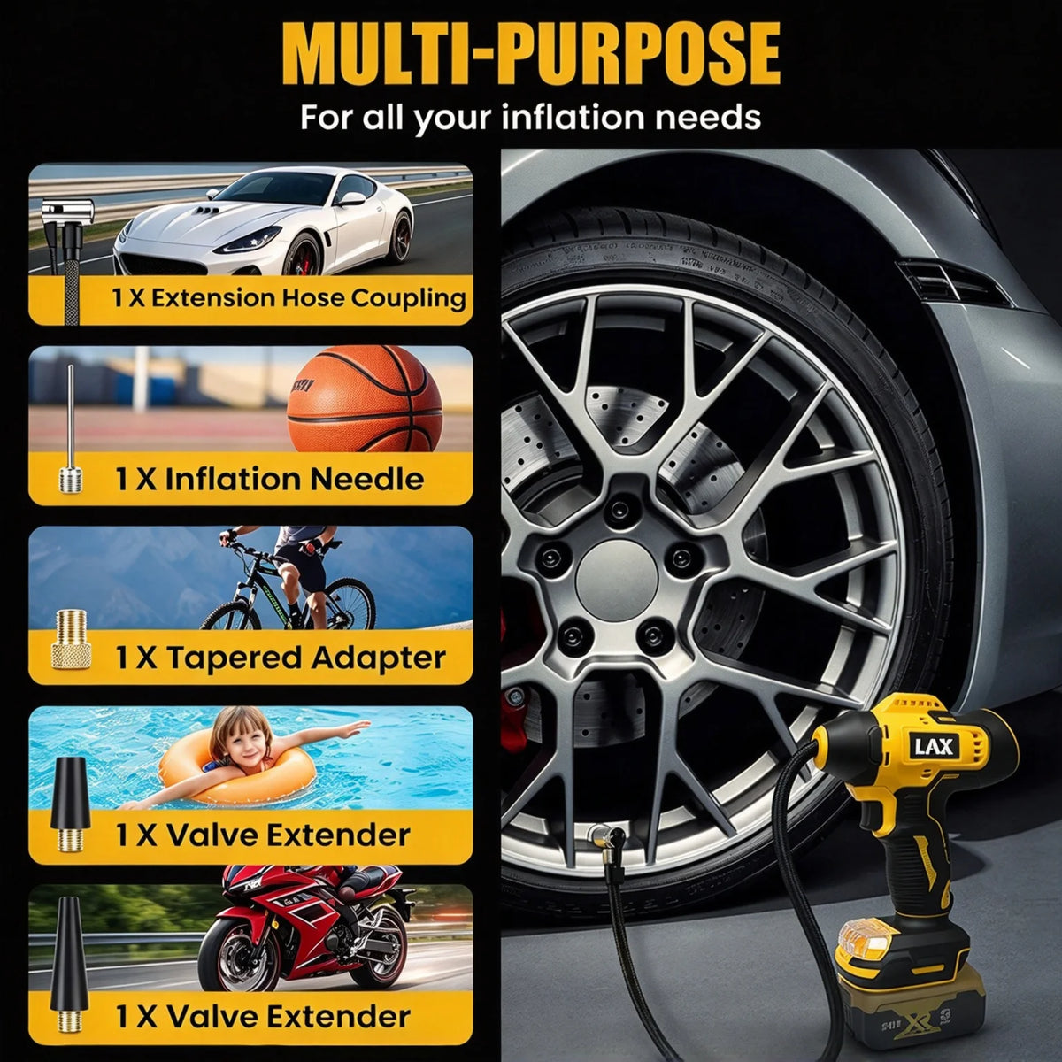 Portable Tire Inflator Air Compressor With Digital Display DeWalt Compatible