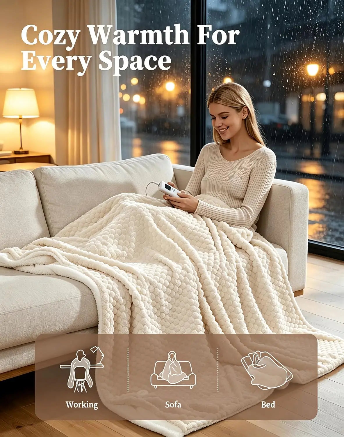 Garvee Flannel Sherpa Electric Heating Blanket With 10 Heat Settings