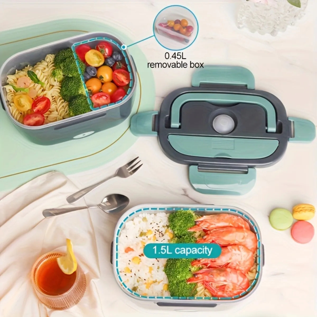 COBASPORT Portable Double Compartment Electric Lunch Box Food Heater