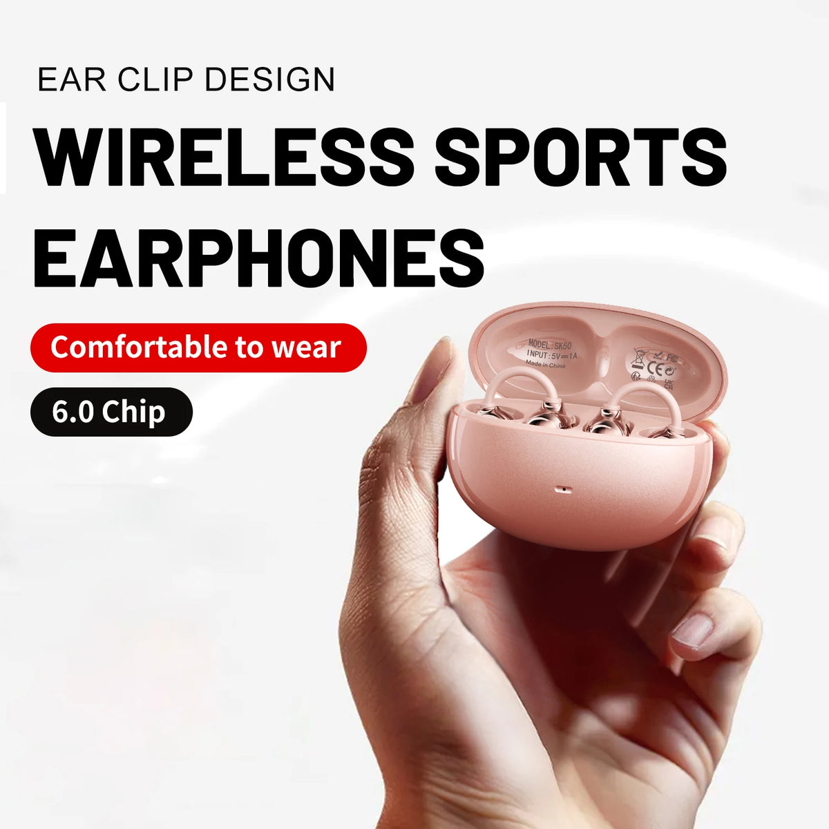 INSONIXN Open-Ear Bluetooth Clip Earbuds With Microphone For Workouts