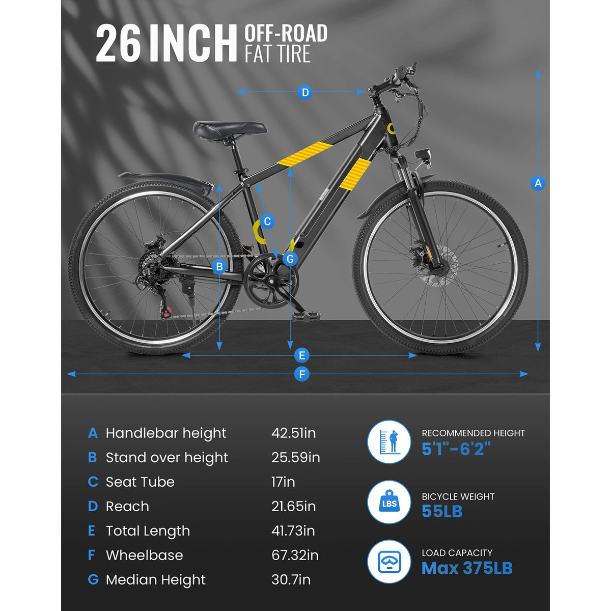 GYROOR 550W Electric Bike With 48V Removable Battery